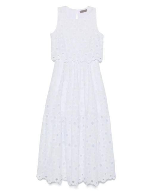 D.exterior White Broderie-Anglaise Maxi Dress
