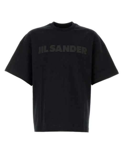 Jil Sander Black Tone-On-Tone Over Fit Mc Logo T-Shirt for men