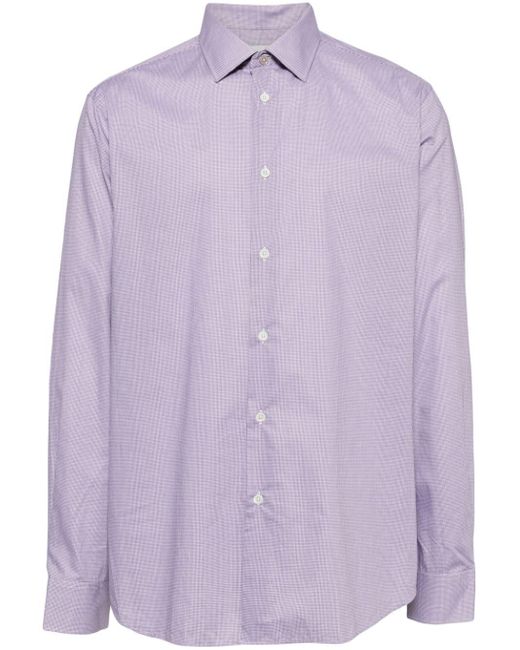 Paul Smith Geruit Popeline Overhemd in het Purple voor heren