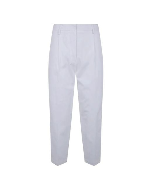 DR. HOPE White Pleated Elasticated-Waist Trousers