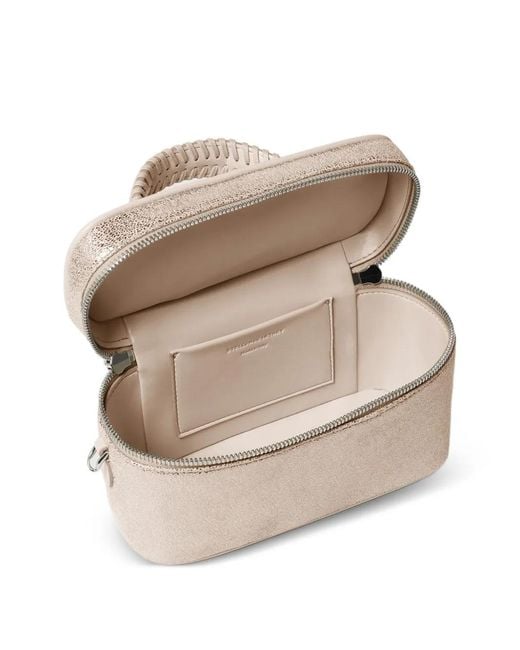 Stella McCartney Natural Falabella Crackle-Effect Whipstitch-Trim Mini Bag