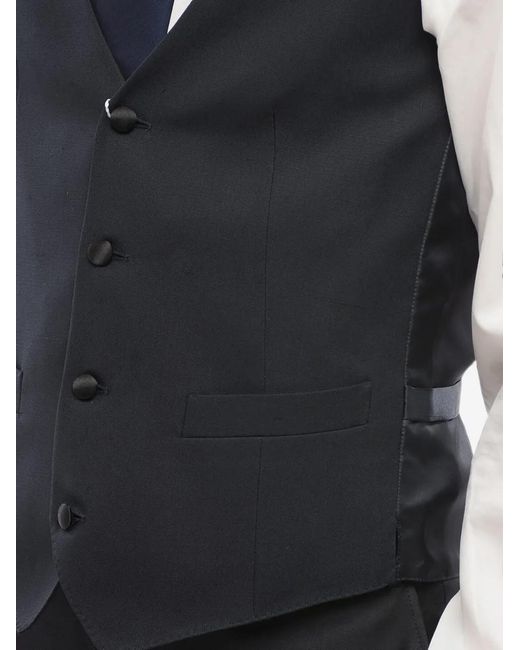 Corneliani Blue Silk Four-Button Waistcoat for men