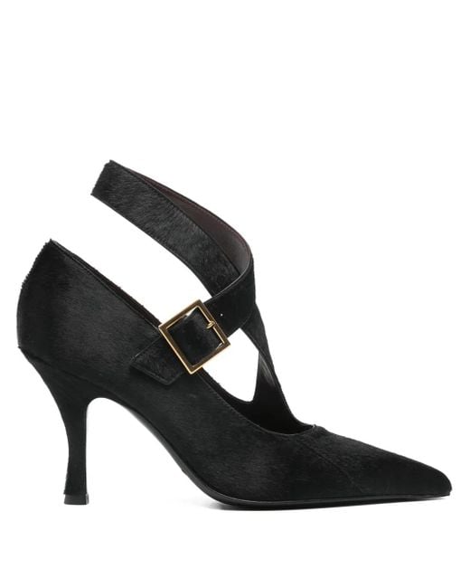 Khaite Black Buckle Heeled Pumps