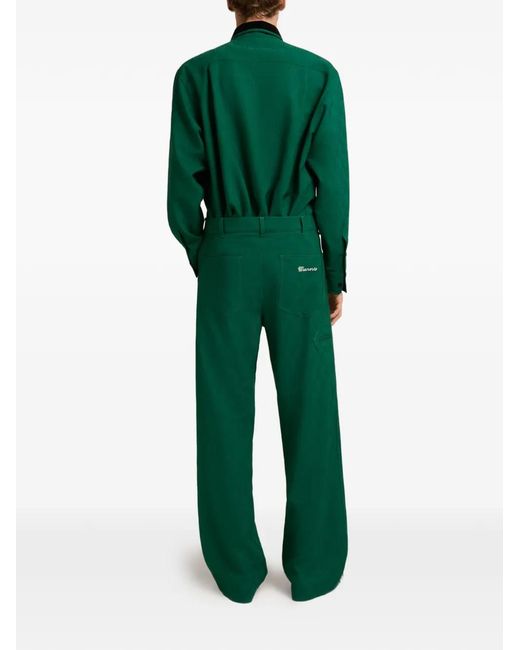 Marni Green Pocket Belt-Loop Trousers for men