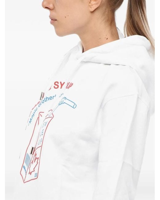DSquared² White Logo-Print Hoodie
