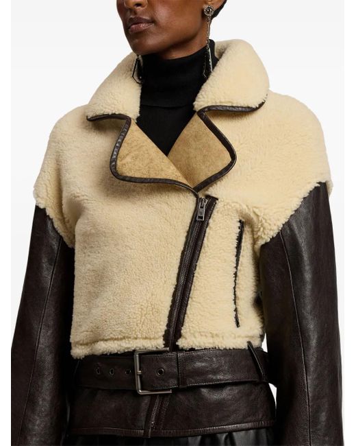 Ralph Lauren Black Silvester Lamb-Shearling Moto Jacket