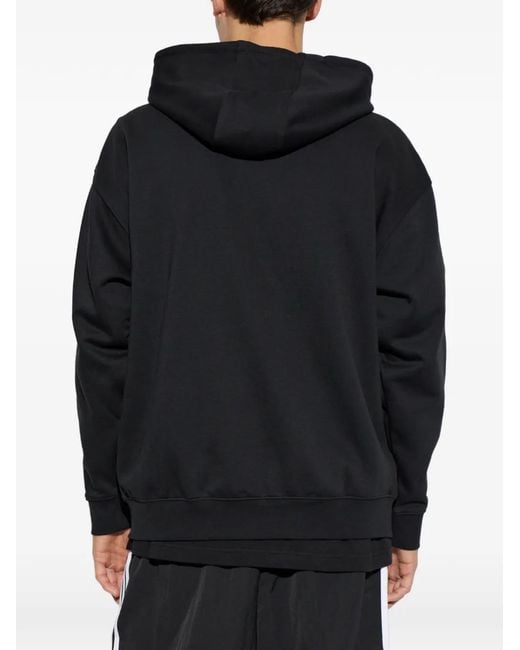 Adidas Black Three-Stripe Zip-Up Hoodie for men