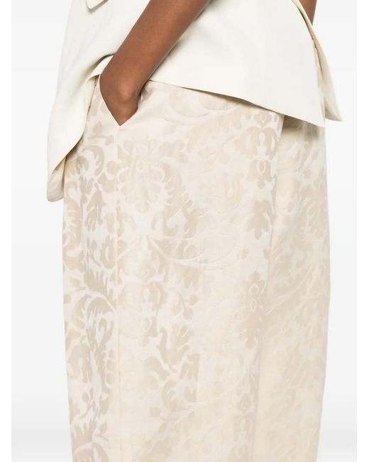 Uma Wang White Jacquard Pleated Trousers
