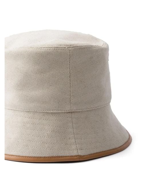 Prada Gray Logo-Embroidered Bucket Hat