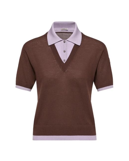 Moncler Brown Layered-Effect Short-Sleeve Sweater