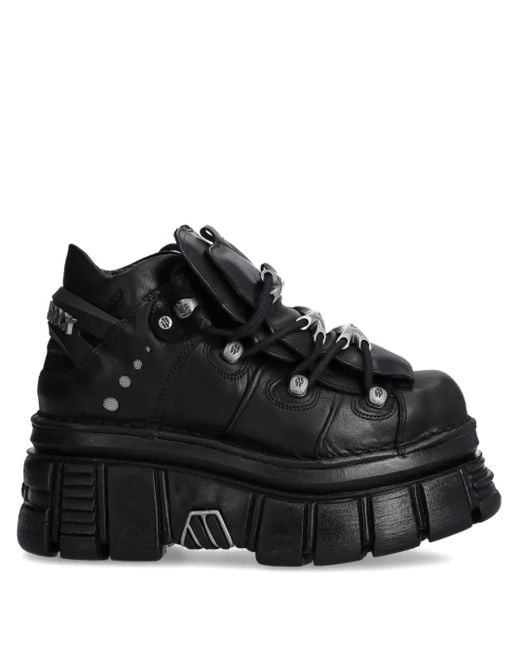 Zapatillas Con Cordones Y Plataforma New Rock de color Black