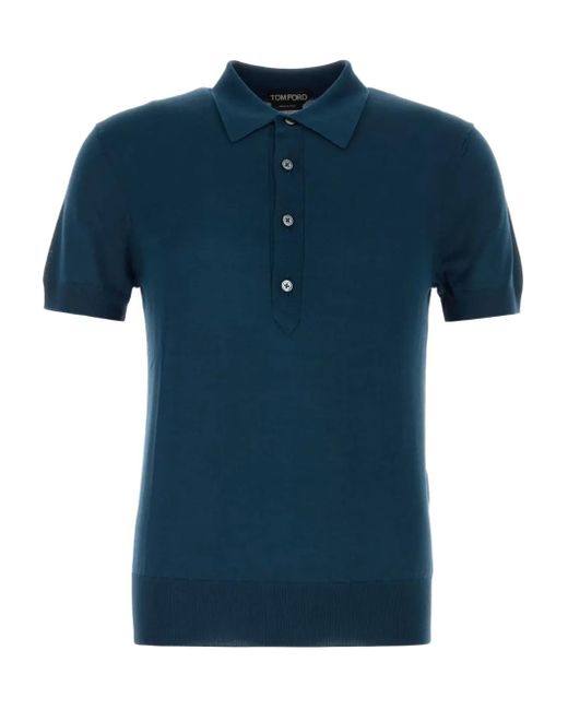 Tom Ford Men's Blue Short Sleeve Polo Shirt