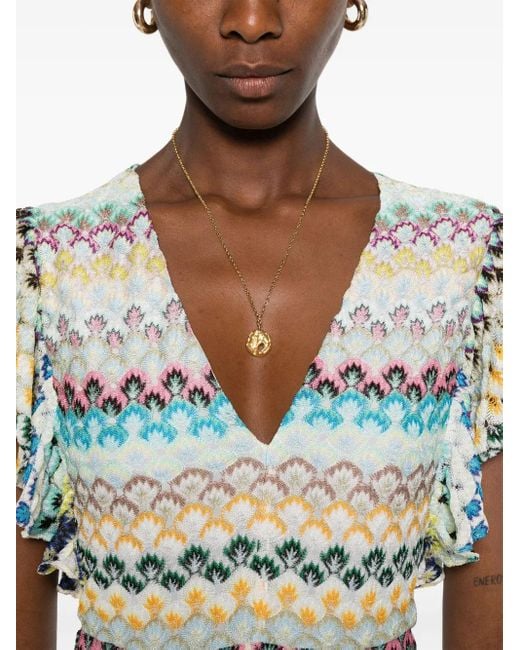 Abito Midi Con Scollo A V di Missoni in Blue