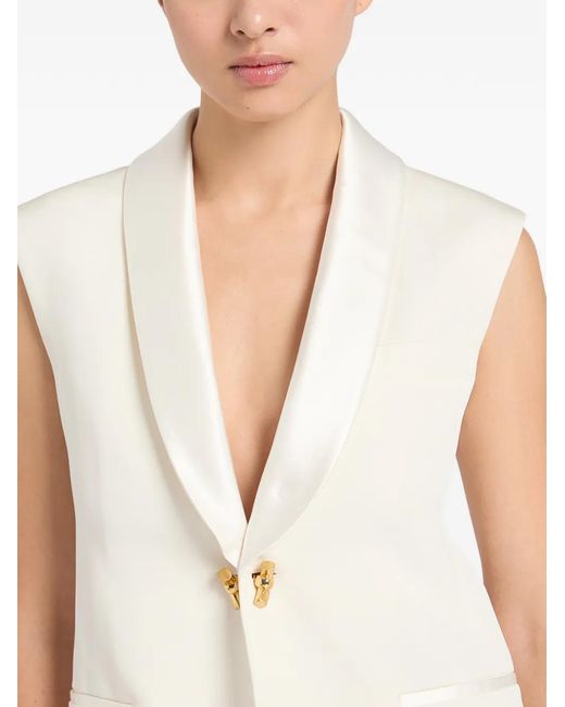 Ports 1961 White Shawl-Collar Sleeveless Blazer