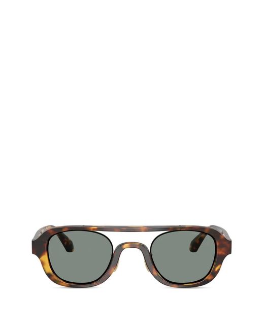 Giorgio Armani Gray Tortoiseshell-Effect Rectangle-Frame Sunglasses for men