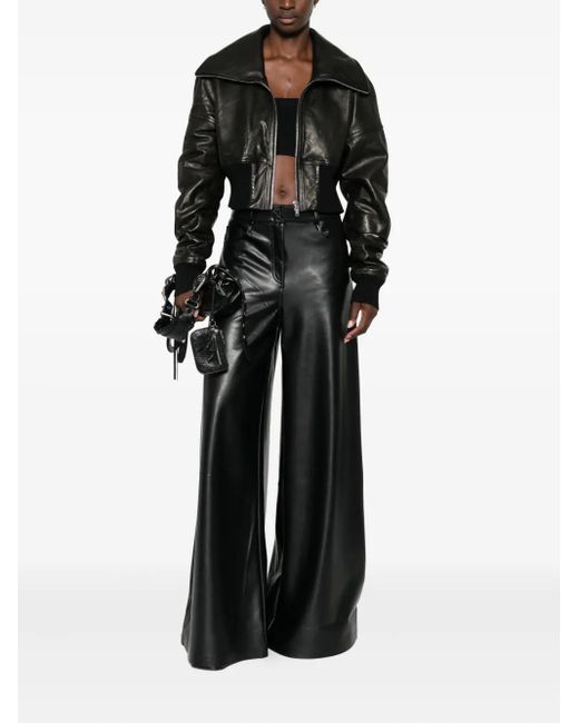 Rick Owens Black Drop-Shoulder Leather Jacket