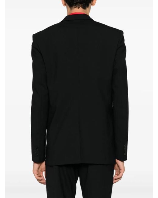 MODES GARMENTS Black Peak-Lapels Single-Breasted Blazer for men