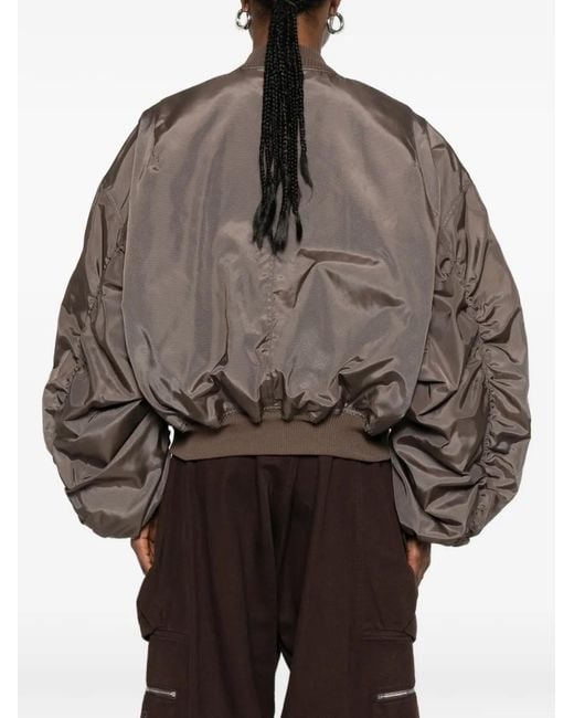 Rick Owens Brown Padded Zip-Up Bomber Jacket