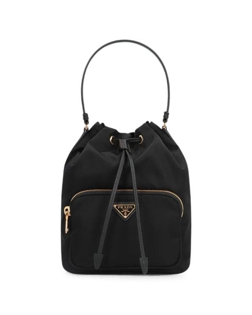 Prada Black Sac Seau Duet En Nylon Recyclé