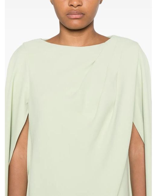Elie Saab Green Cape-Style Crepe Blouse