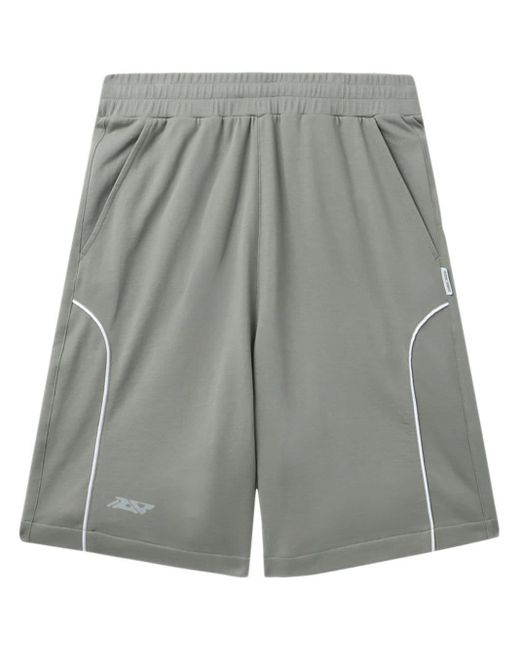 Izzue Gray Stripe-detail Cotton Shorts for men