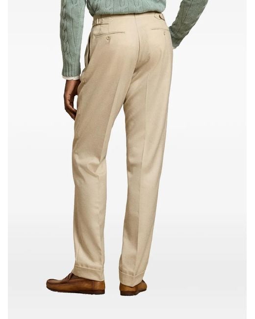 Ralph Lauren Natural Pleated-Front Tailored Trousers for men