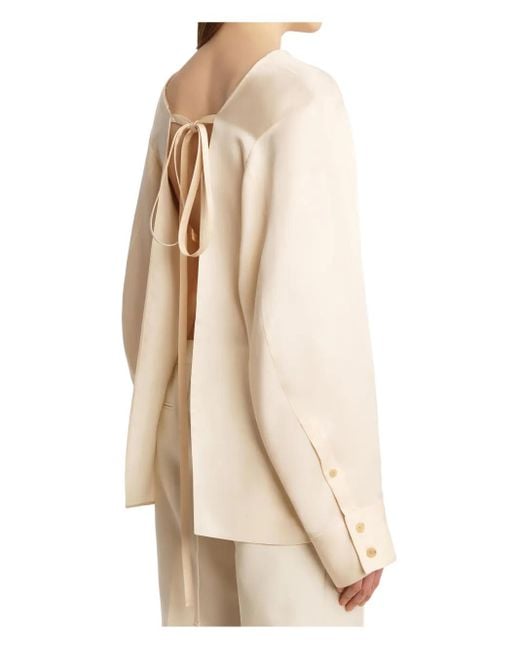 Khaite Natural Durion Tie-Back Blouse