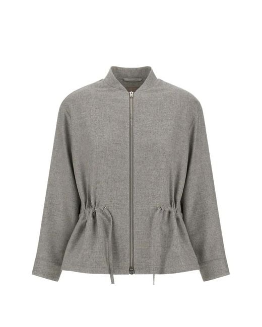 Herno Gray Resort Drawstring-Waist Parka Coat