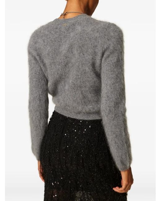 Twinset Gray Brushed Crew-Neck Sweater