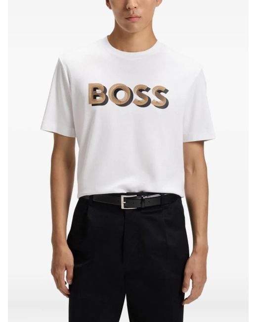 T-Shirt À Logo Imprimé Boss pour homme en coloris White