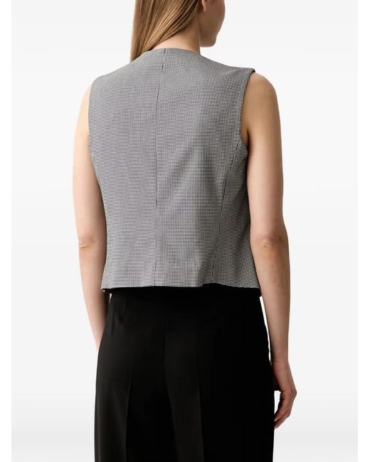 DKNY Gray Houndstooth-Pattern Wrap-Style Top