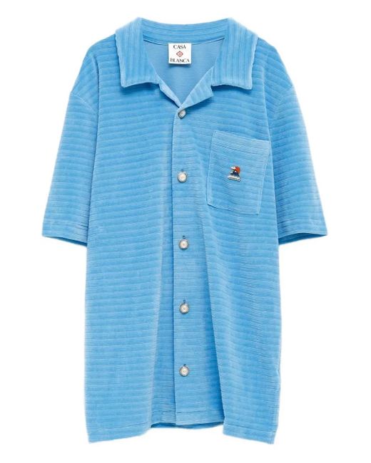 メンズ Casablanca Striped Short-sleeve Shirt Blue
