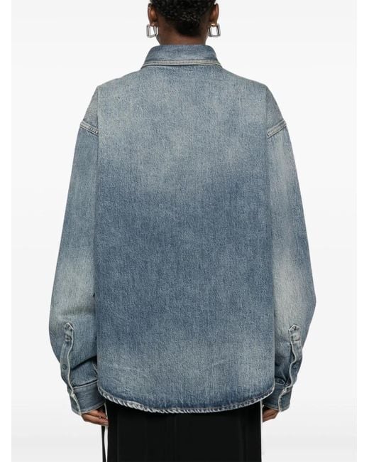 Balenciaga Blue Logo-Embroidered Denim Jacket