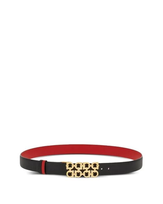 Ferragamo White Reversible Adjustable Gancini Belt