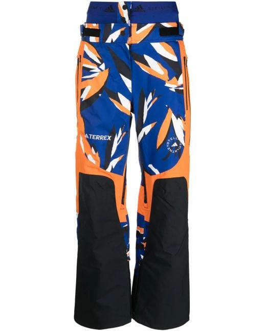 Adidas By Stella McCartney Blue Abstract-Print Panelled Track Pants