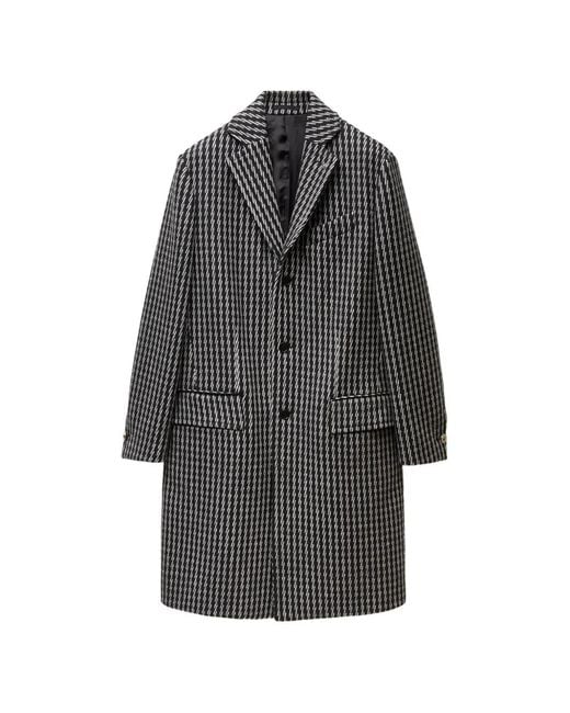 Versace Gray Jacquard Wool & Cashmere Coat for men