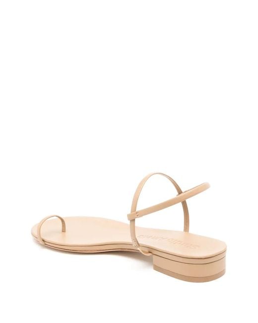 STUDIO AMELIA Natural Edith Flat Leather Sandals