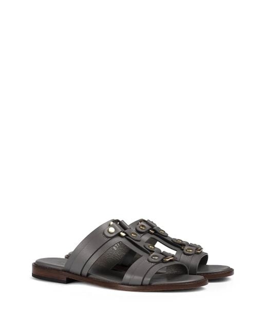 Doucal's Gray Leather Sandals