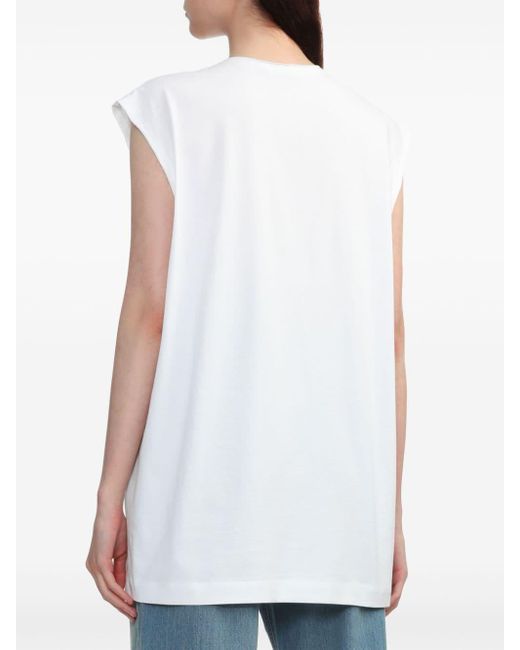 Low Classic White Graphic-print Cotton Tank Top