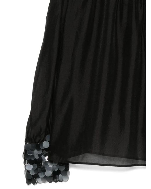 Luisa Cerano Black Sequin-Cuff Top