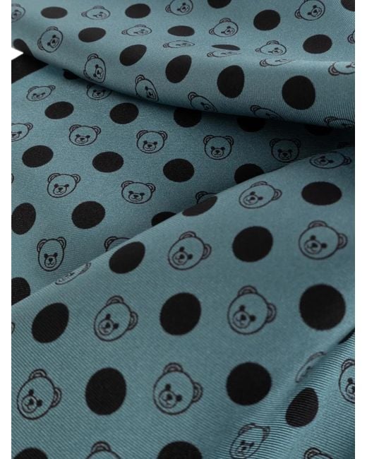 Moschino Blue Teddy Bear Polka-Dot Scarf