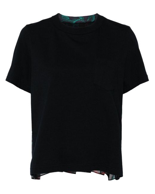 Sacai Katoenen T-shirt Met Vlakken in het Black