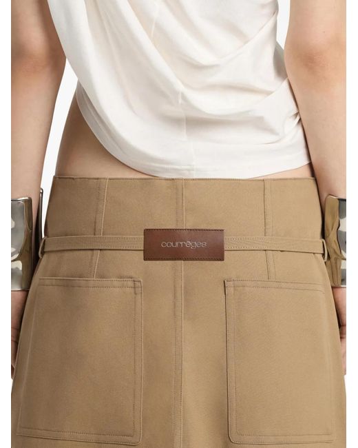Courreges Natural Back-Panel Belted Shorts