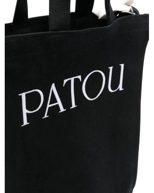 Bolso shopper con logo bordado Patou de color Black