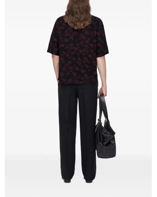 AllSaints Black Leo Leopard-Print Oversized Shirt for men