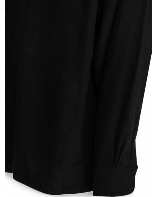 A.PRESSE Black Long-Sleeve Silk Shirt for men