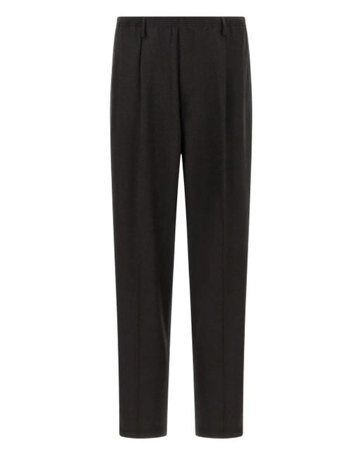 Cellar Door Black Elastic-Waistband Pleat Trousers for men