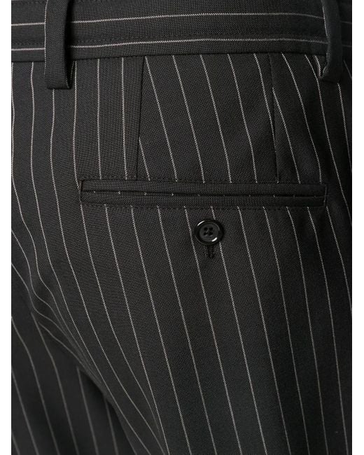 Dolce & Gabbana Black Cropped Pinstripe Trousers for men
