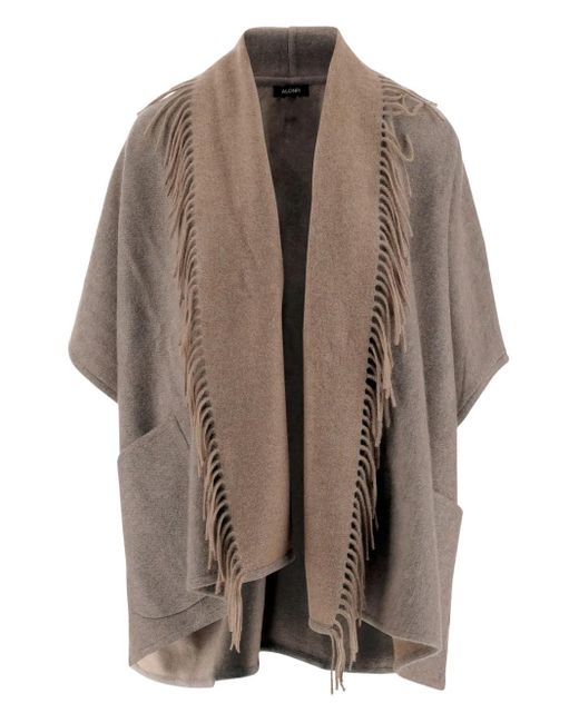 Poncho con detalle de flecos ALONPI de color Brown