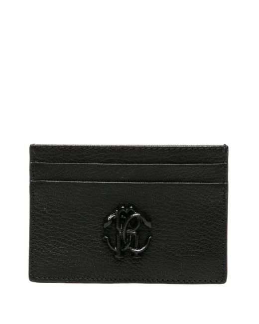 Roberto Cavalli Black Rc-plaque Leather Cardholder for men
